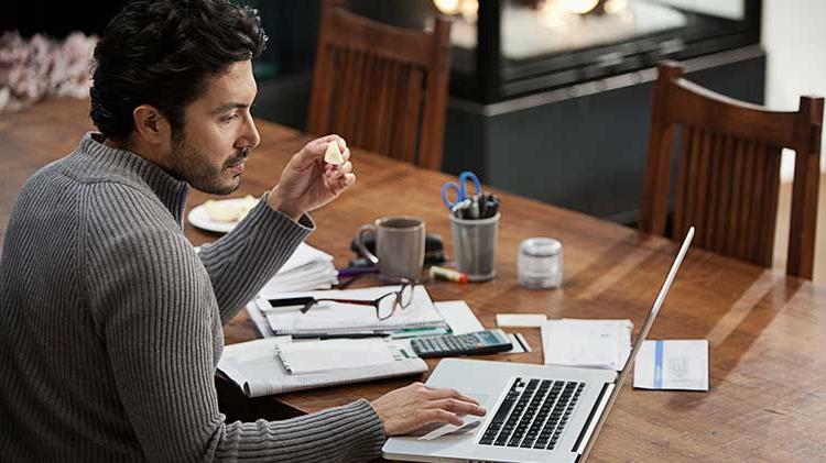 Man working at his desk.